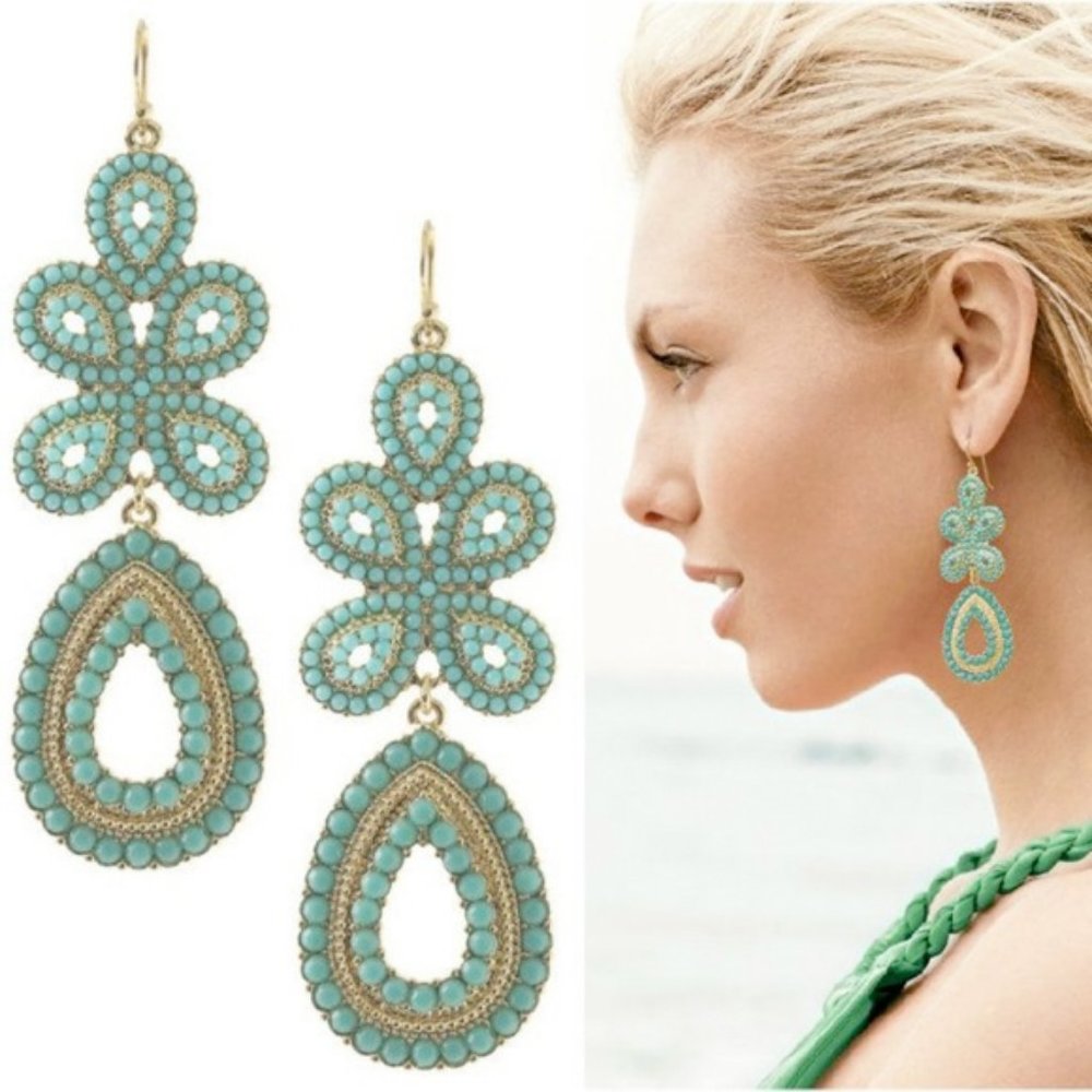 Stella & Dot Capri Turquoise Chandelier Earrings